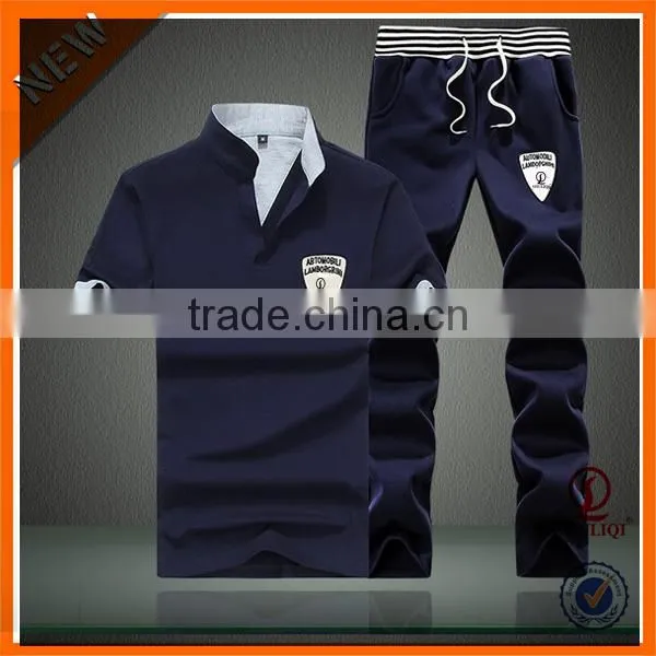 Wholesale latest design tracksuit ,OEM casual long short tracksuit H-1194