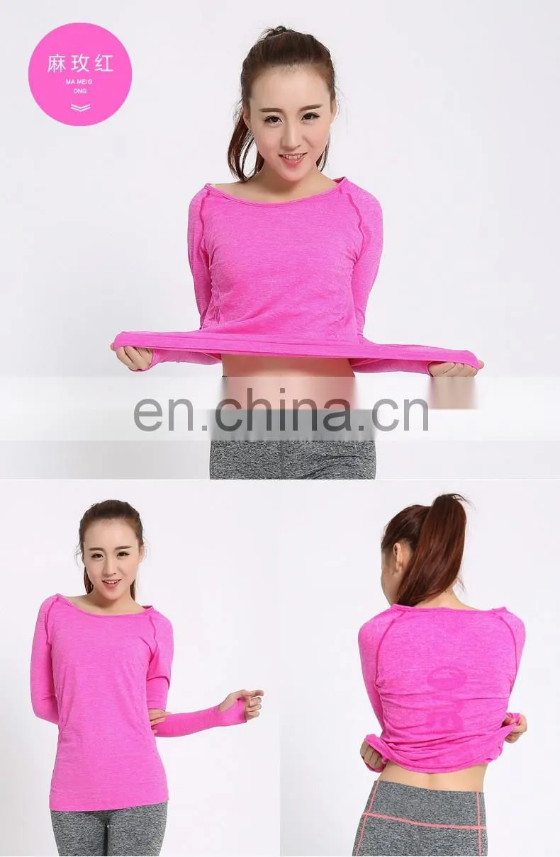 Women 's T-shirts Running Gym Wear High Elastic Tights Women's Sport Shirts Long Sleeve Shirts Fitness Women Clothes Tops