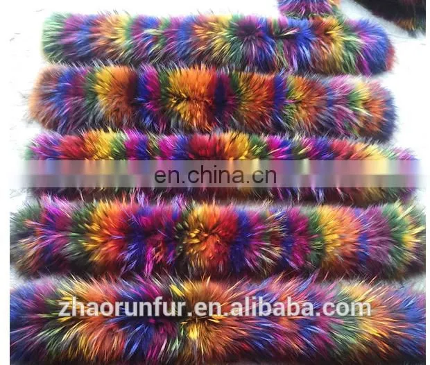 Real raccoon fur collar for garment wholesaler raccoon fur trim/piping