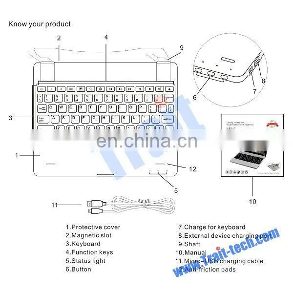 High Quality Wholesale Wireless Aluminum Bluetooth Keyboard 3.0 for iPad 2/3/4/5