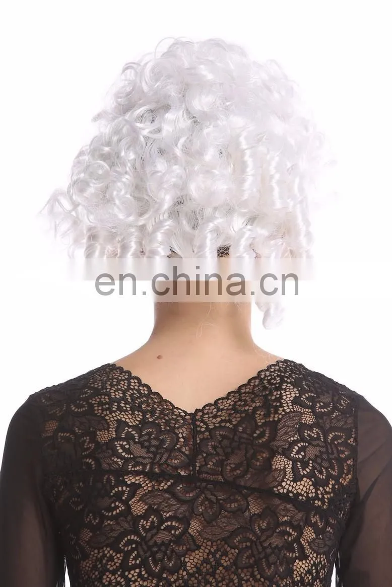 Rococo baroque short white curly wigs P-W237