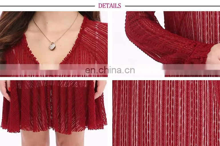 2017 new full sexy burgundy color lace party dress for mature woman