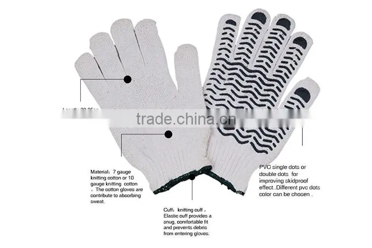 China Wholesale PVC Dotted Cotton Knitted Working Gloves LG074