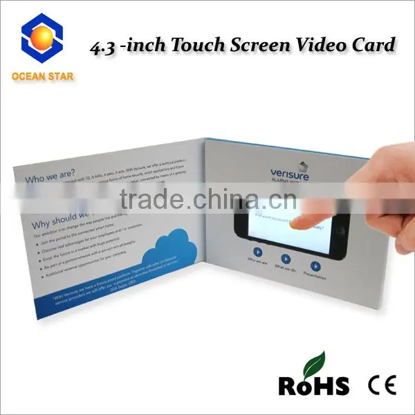 4.3" lcd video greeting cards for Merry Chrismas