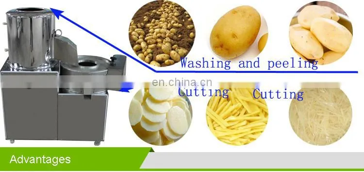 Fully Automatic French Fries Sweet Potato Chips Peeler Slicer Washing Making Cutting Machine Price