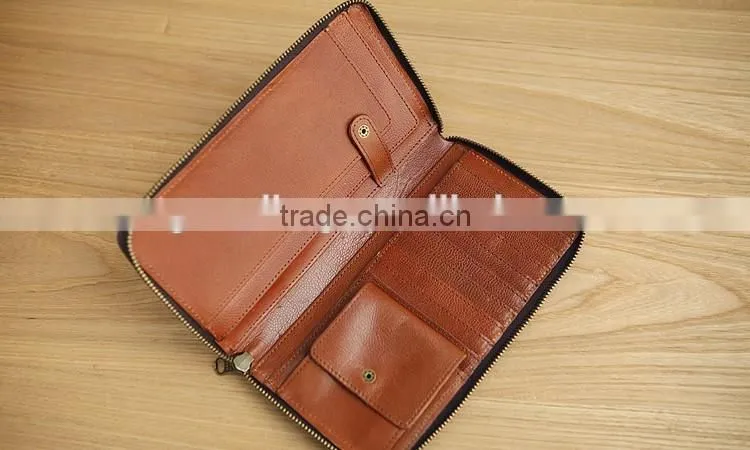 vintage style cowhide leather cell phone case wallet men clutch wallet with phone holder