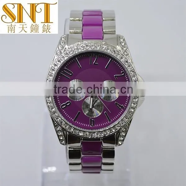 japan movt quartz watch gold steel crystal stone lady watch luxury beautiful vogue
