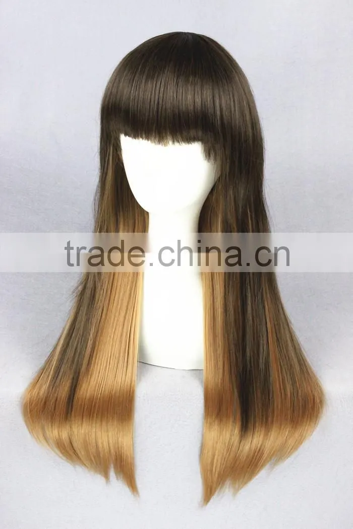 High Quality 65cm Medium Long Straight Brown Mixed Lolita Wig Synthetic Anime Wig Cosplay Hair Wig Party Wig