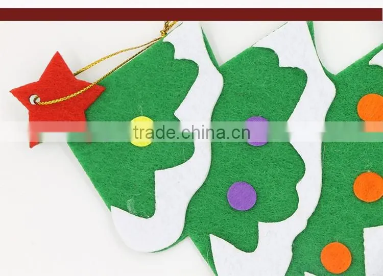Green Color Felt Applique Non-woven Fabric Santa Claus On The Tree Xmas Decoration