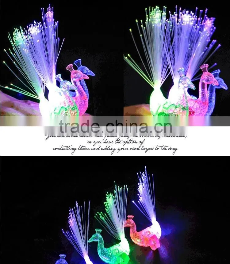 Custom Design Peacock Finger Ring,Led Finger Light, Fiber Optic Light Party Decoration