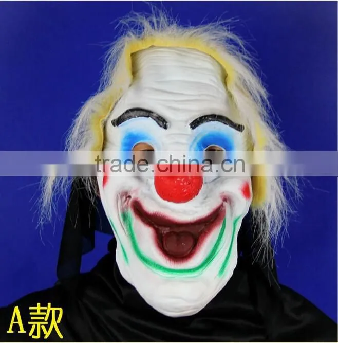 In stock cheap Halloween Cute plastic Clown mask PVC party Masks with red rose