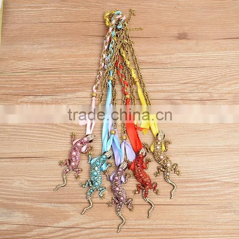 New Fashion Style Bohemian Gecko Pendant Chain Bib Statement Necklace Chain Spools