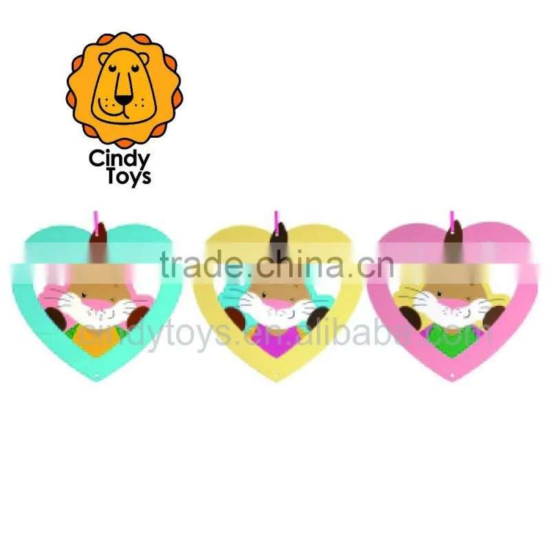 DIY Wooden Hanging Ornaments Bunny in a Heart set of 3 for Easter