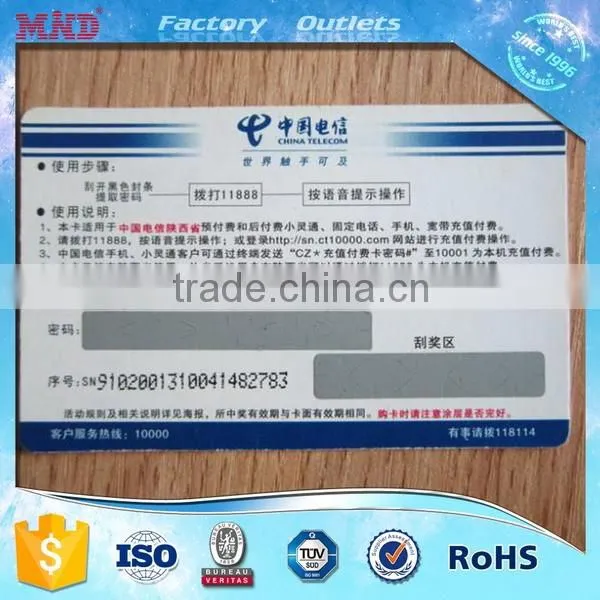MDC101 high quality scratch prepaid card with hologram scratch panel