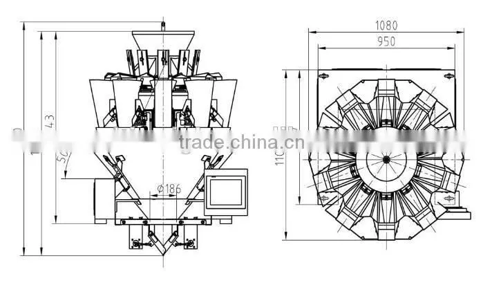 multi mouth feeder combination weigher for weighing rice,sugar, fine tea,detergent powder