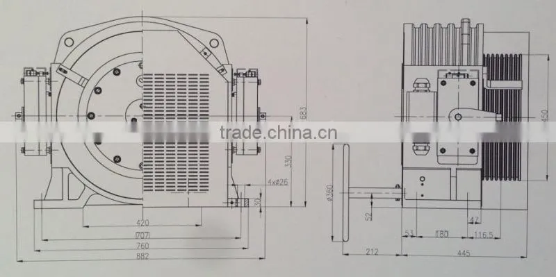Elevator Gearless Traction Machine BD-MY05B, Lift Motor