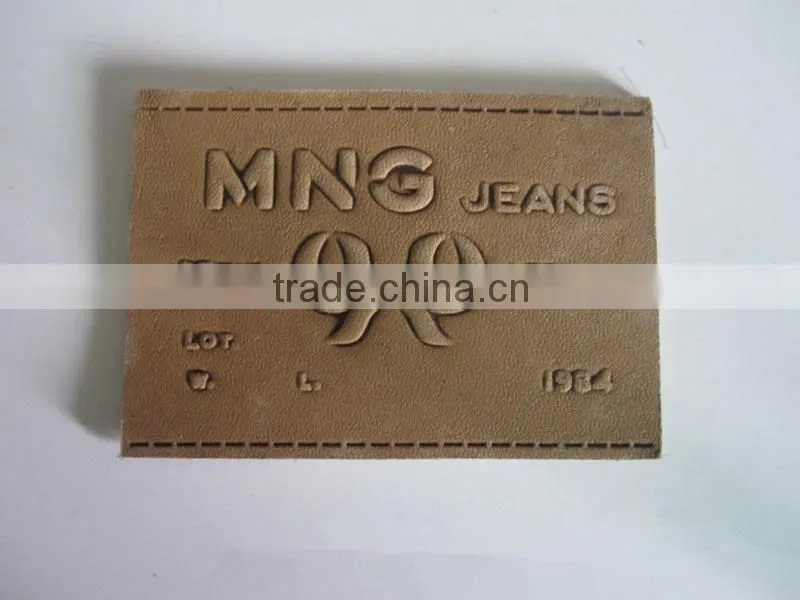 Custom debossed ,embossed leather patch for jeans
