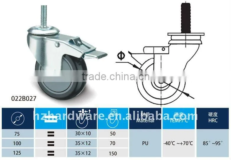 Black steel PU industrial wheels