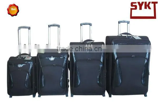 Baigou Town new design four pieces set colorful top and side handle set suitcase