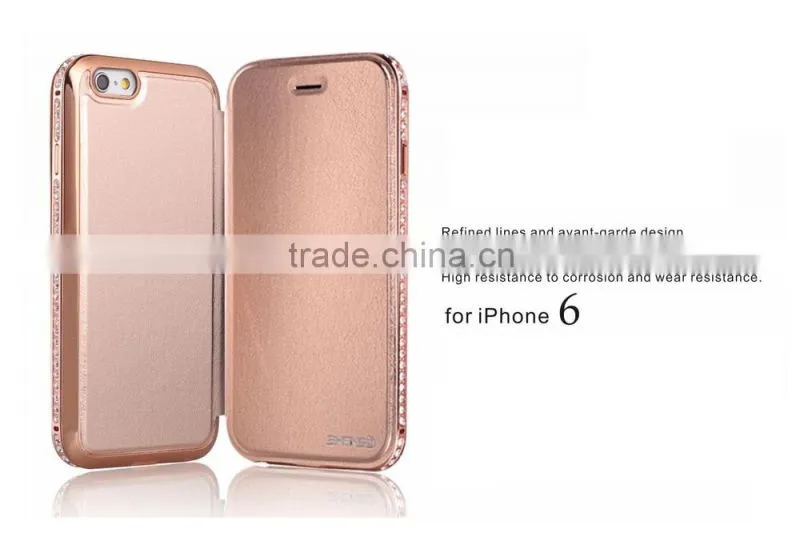 Wholesale Diamond PU Leather Flip Case for iPhone 6