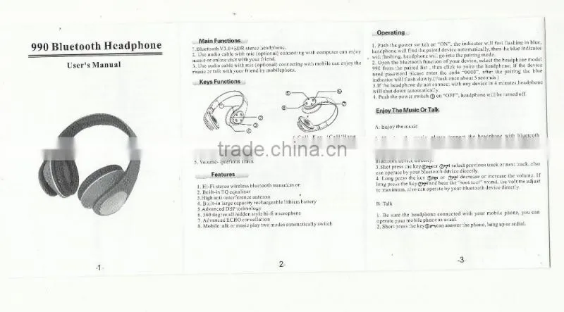 Best cost headphone wireless bluetooth function headband headset with rechargeable battery