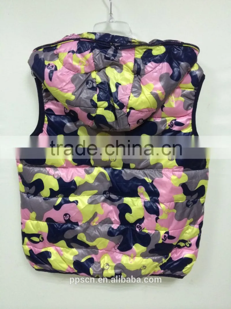 2015 sleeveless cami woman wholesale custom windbreaker jacket with hood