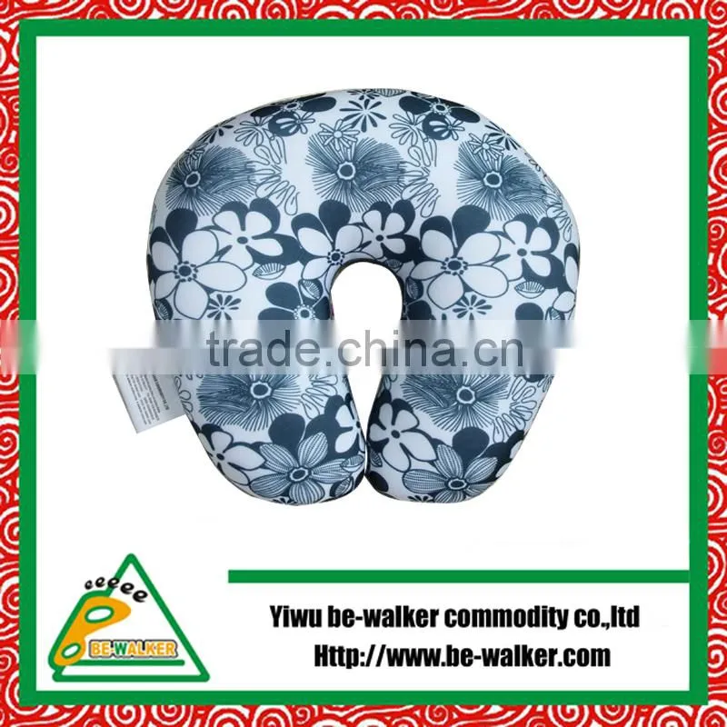 Soft plush embroidery neck pillow with button