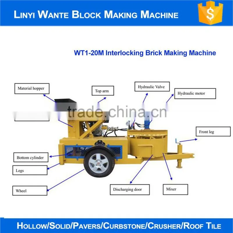 WANTE BRAND WT1-20M Moving interlock block machine for Cation Fair upsell