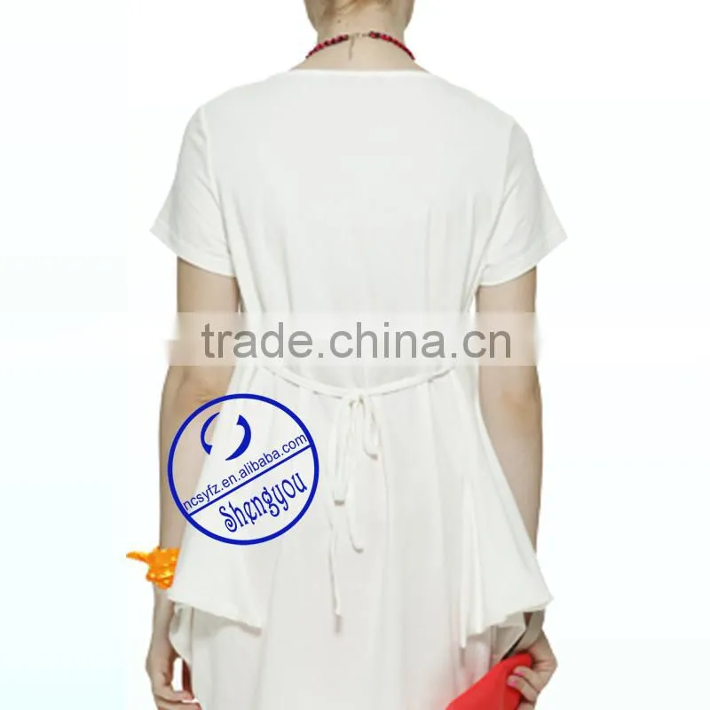 Custom combed cotton jersey printed short sleeve white maternity t shirt