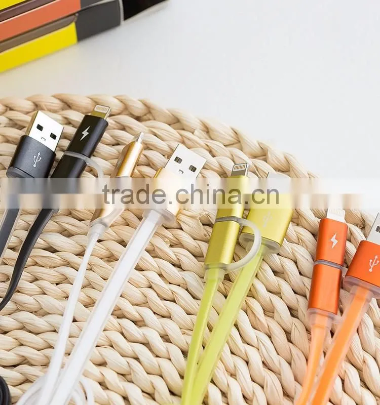 2 in 1 Micro USB Data/ sync charging cable for samsung and iphone