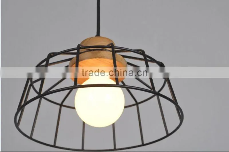 New arrival modern contemporary wooden metal pendant ceiling lighting black cage