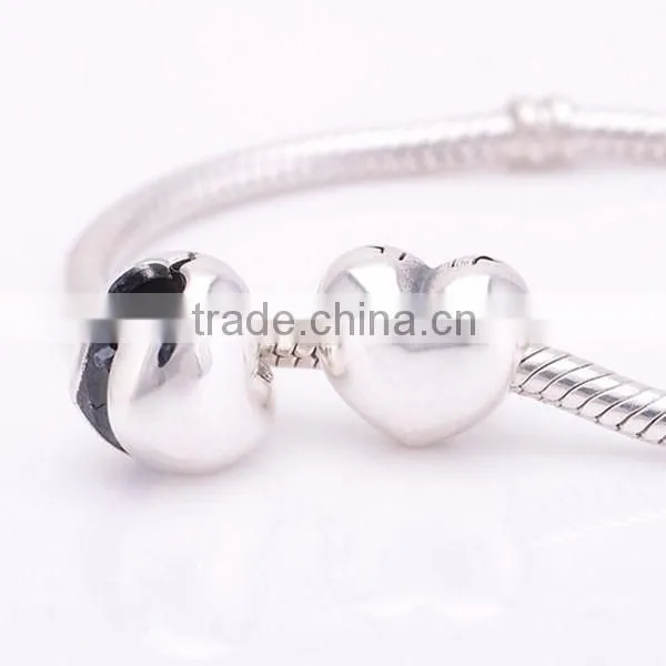 2016 NEW Authentic 925 Sterling Silver Heart Clip Charm Bead Fit European Style Bracelets and Necklaces