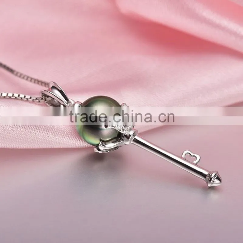 wedding jewelry 8--9mm best gift black tahitian pearl pendant