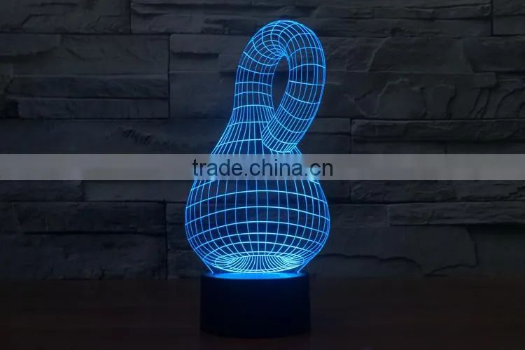 calabash shape 3d optical illusion acrylic led night light lamp touch control + battery operated christmas led lights