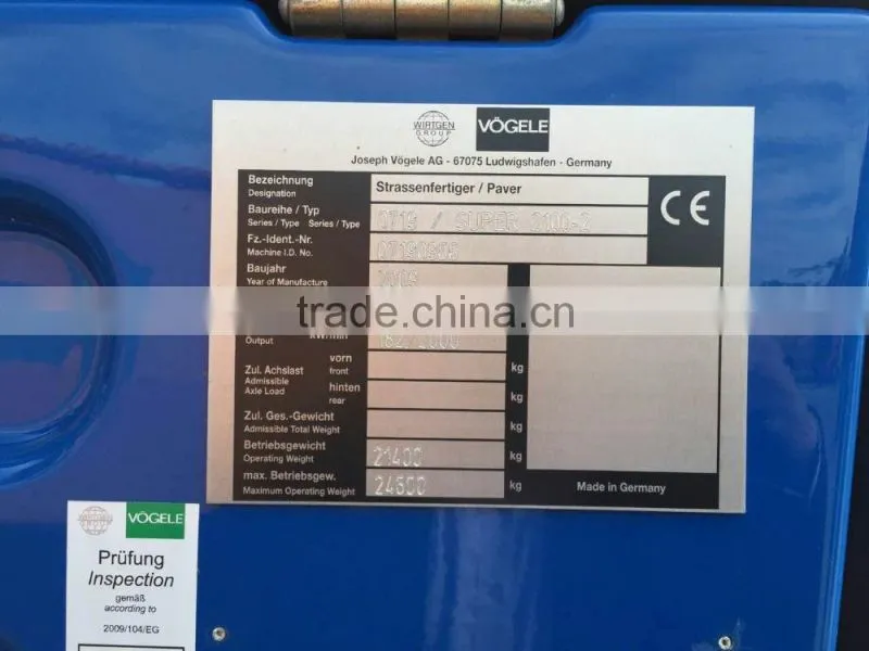 Good Condition Second-hand Asphalt Machine Vogele S2100-2 for Sale