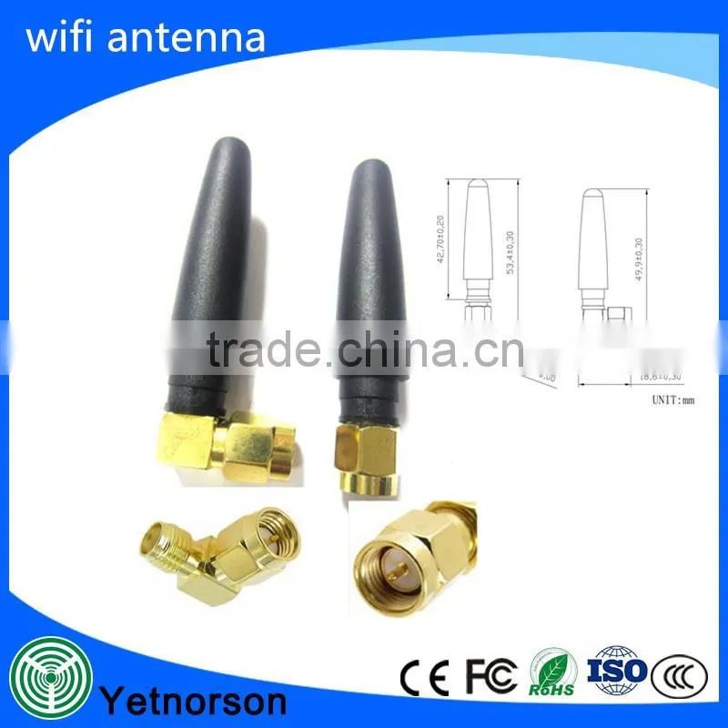 Factory supply black rubber duck 2.4g wifi antenna with SMA connector