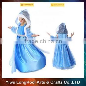 Wholesale lovely girl elsa dress cosplay costume in frozen princess dress top quality chiffon girl dress