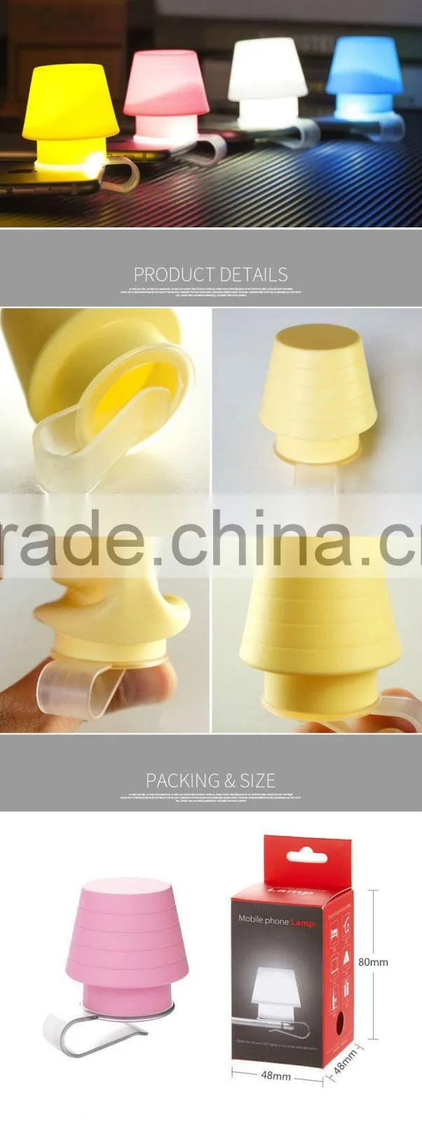 Newest design silicone mobile phone lamp, mobile phone holder