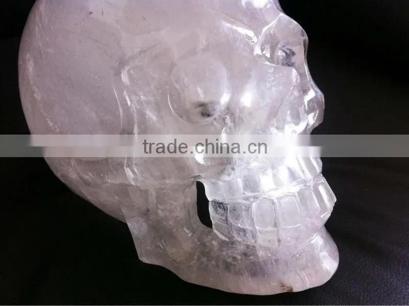Natural Handmade Clear Crystal Skull With Hollow Chin