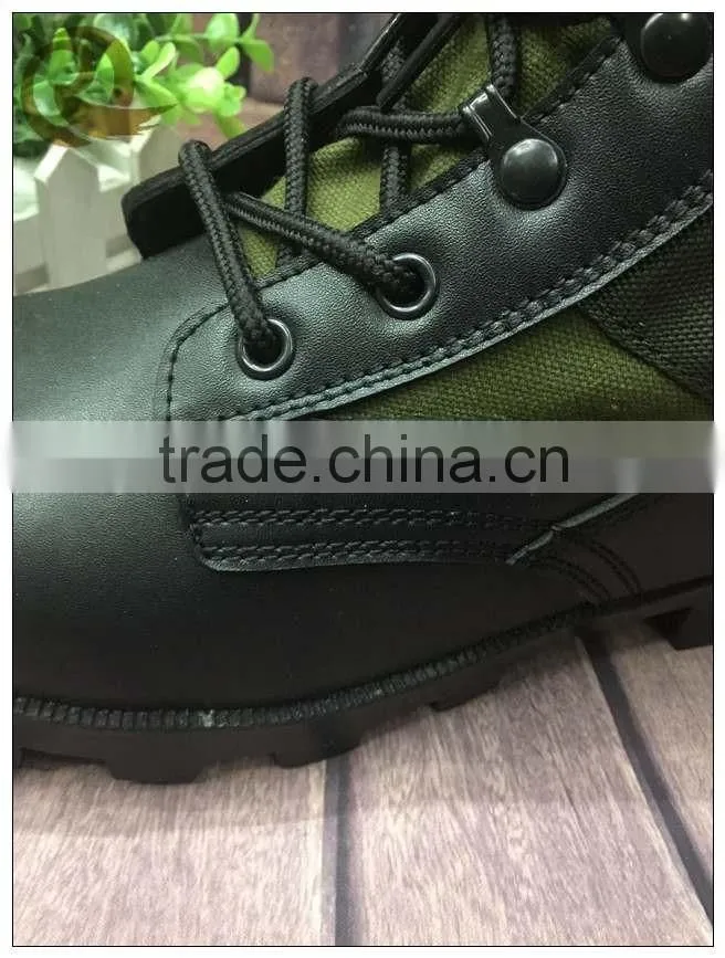 Genuine leather army green black safety jungle boots