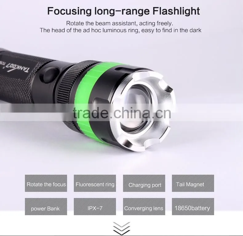 Powerful multi-function rechargeable led flashlight TC18 350 lumen led flashlight