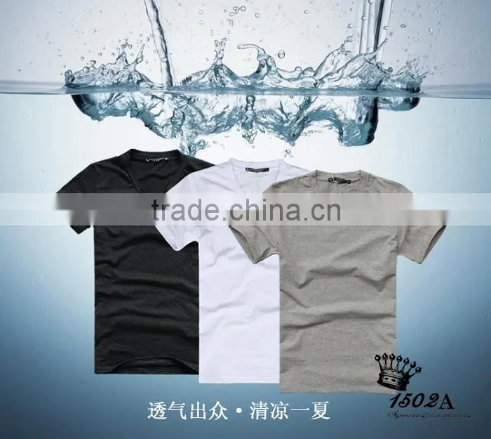 short sleeve cotton V neck t-shirt