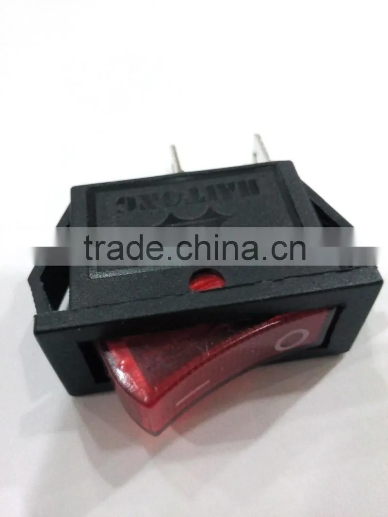 Haitong KCD3 15A 250V 2way 2pin red light on off boat copper rocker switch