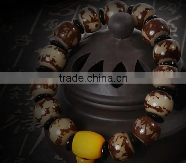 Tibetan Buddhism Flower Bodhi root Beeswax tassel Prayer Beads Bracelet