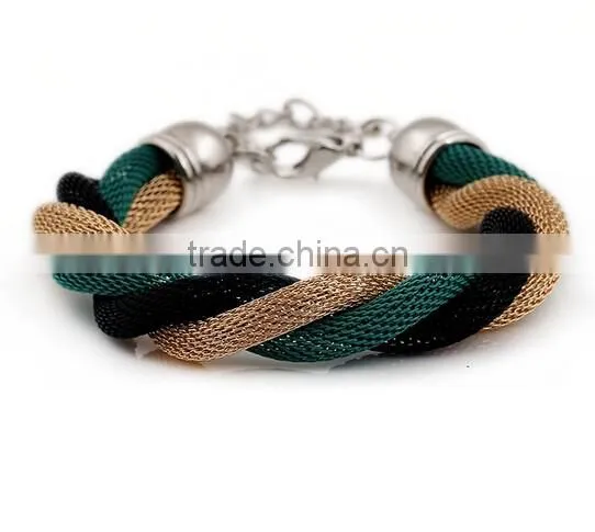 Gold Bangle Stainless Steel Twisted Cable Womens Bracelet Cuff Open End