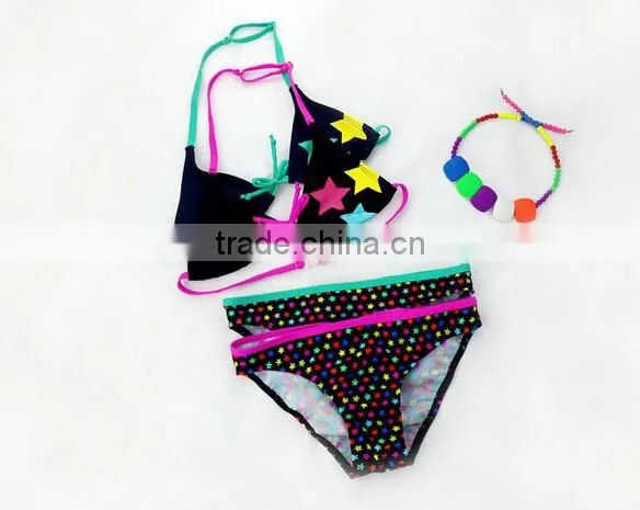 Girls Kids Cartoon Print Bikini Set Child Stars Swimwear Swimming Bathing Suit