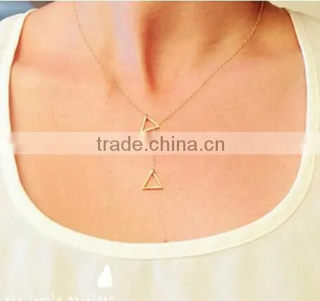 2016 Hot Double Triangle Shaped Necklace Jewelry for Women and Girls