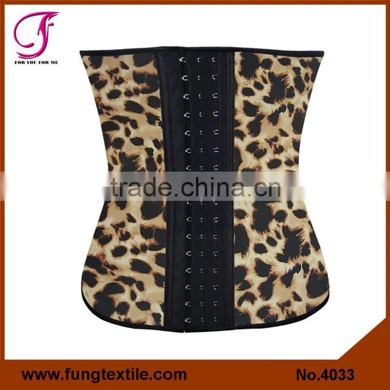 4034 NEW Arrival Wholesale Stock Pattern Leopard Rubber Waist Corset Cincher