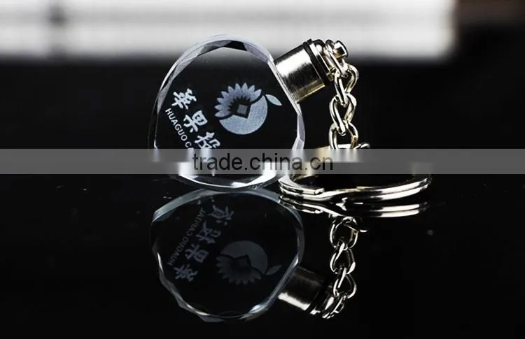 promotional gift transaprent crystal glass blank keychain