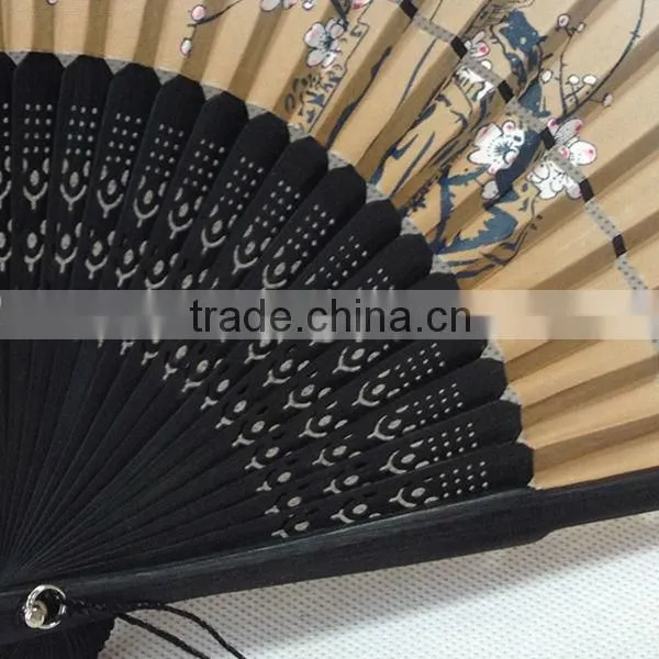 advertising cloth bamboo fan with plum flowers